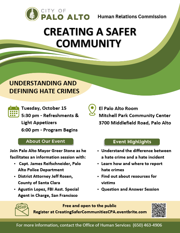 Creating a Safer Community Event flyer